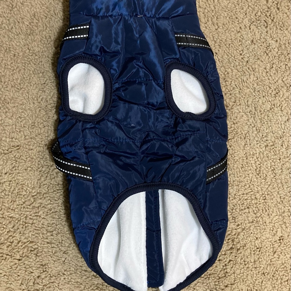 PawRoll dog puffer vest jacket, Large blue water resistant harness lined - Picture 10 of 13